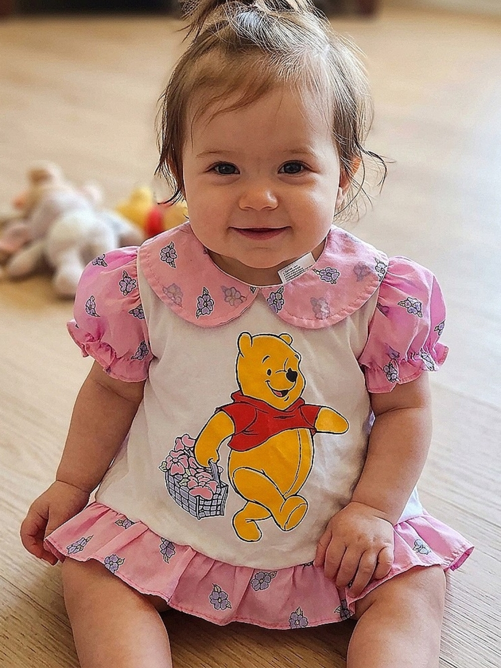 Vintage Disney Pink and White Winnie the Pooh Baby Dress